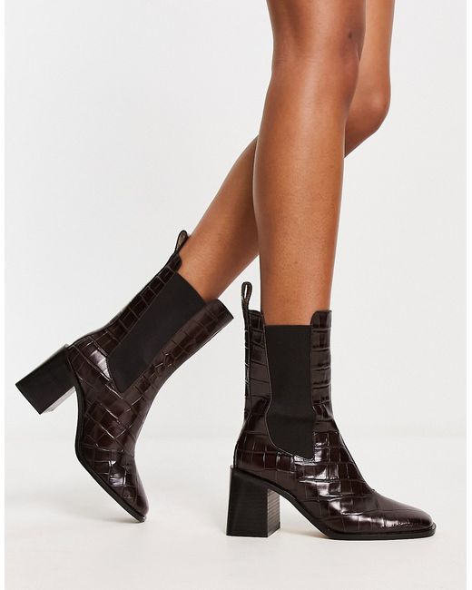Other Stories leather heeled boots in croc
