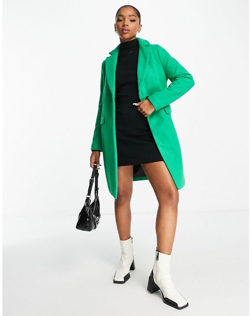 New Look formal lined button front coat in bright