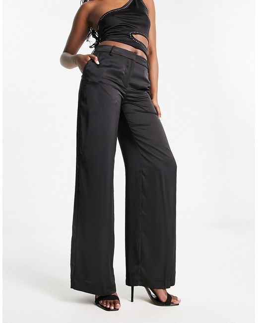 Weekday Riley wide leg satin pants in part of a set