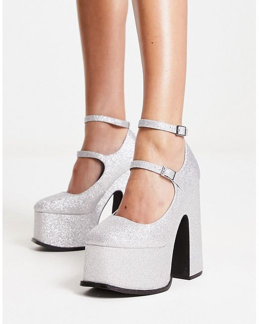 Shellys London Natelle platform heeled shoes in glitter
