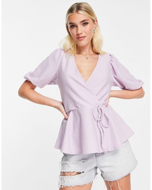 New Look wrap blouse in lilac-