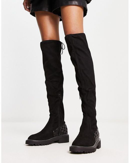 River Island quilted faux suede over-the-knee boots in