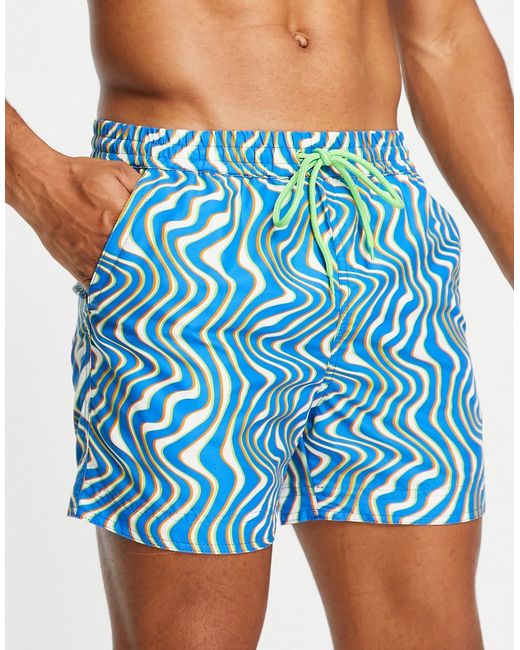 South Beach swim shorts in blue and swirl print