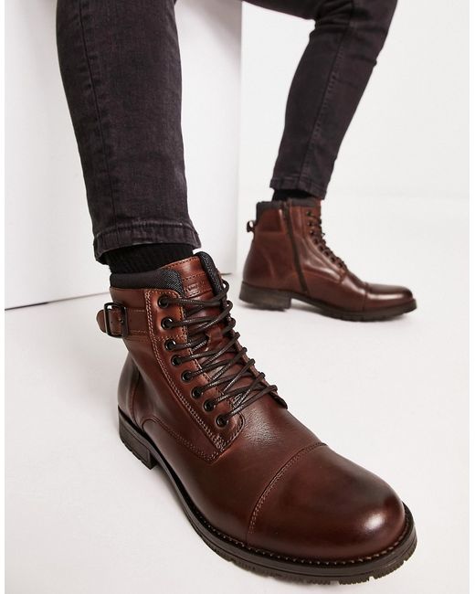 Jack & Jones lace up boots with cuff in