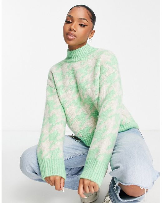 Asos Design chunky sweater in houndstooth pattern