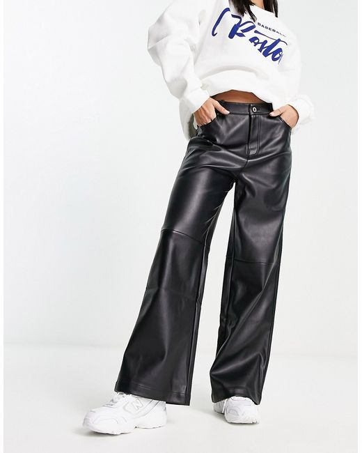 Urban Revivo faux leather straight leg pants in