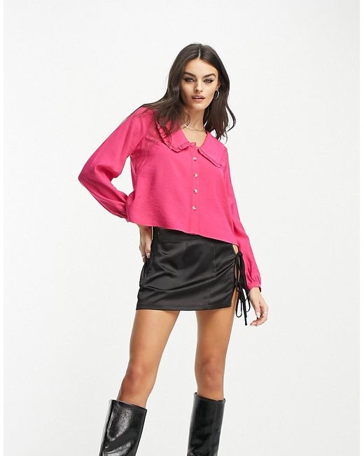 Whistles button down blouse with oversized collar in hot