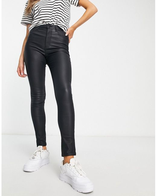 New Look Lift Shape high waist super skinny coated jeans in