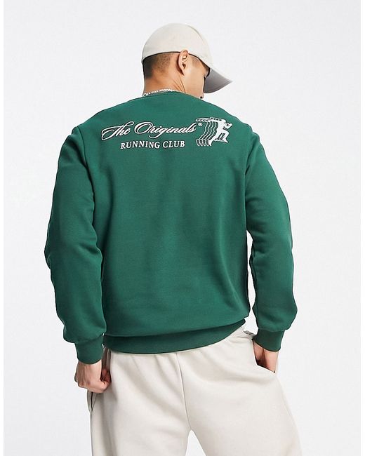 Jack & Jones Originals crew neck sweatshirt with run club back print in
