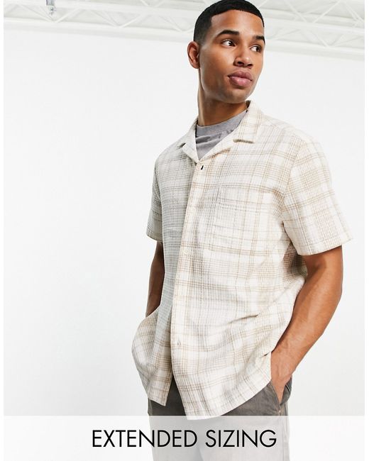 Asos Design relaxed revere textured check shirt in