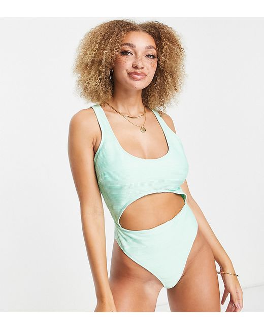 Peek & Beau Fuller Bust Exclusive cut out swimsuit in ribbed mint-