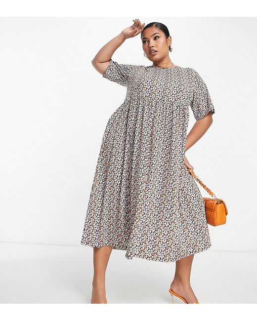 Yours smock midi dress in ditsy floral