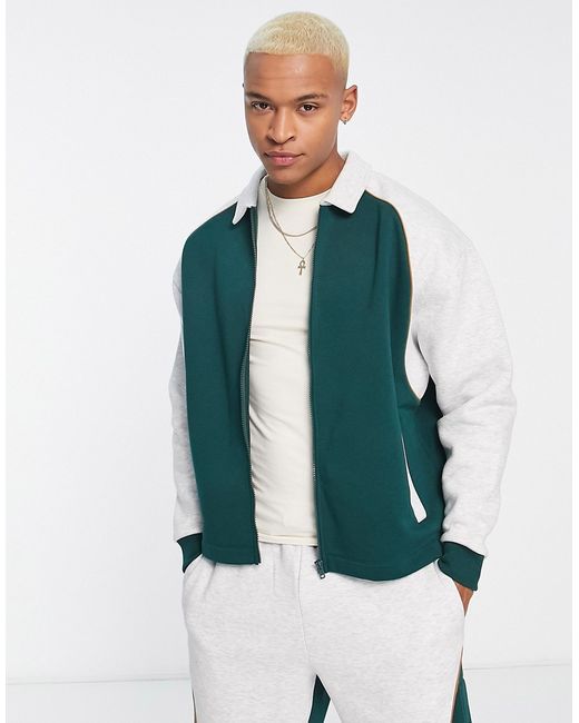 Asos Design oversized harrington jersey jacket in green part of a set-