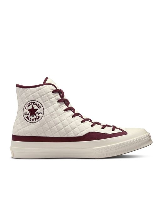 Converse Chuck 70 Hi cozy utility sneakers in cream and burgundy-