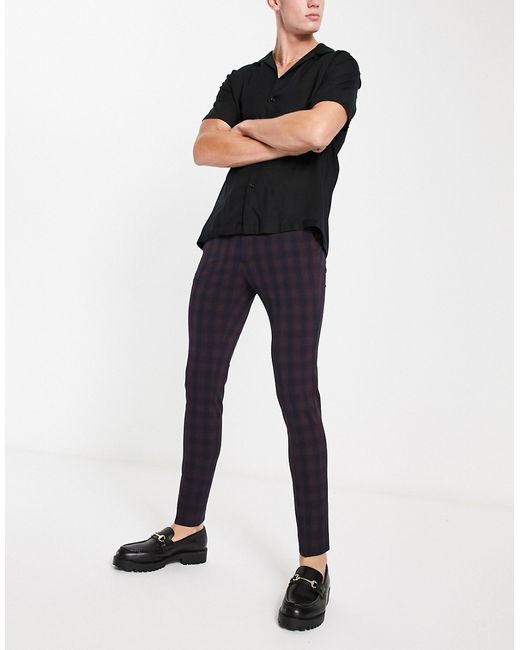 Asos Design dressy super skinny pants in dark plaid