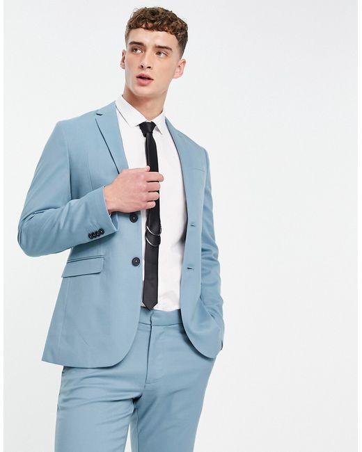 New Look skinny suit jacket in turquoise-