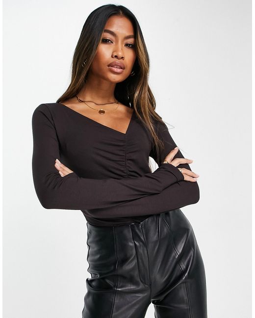 Na-Kd x Klara Montes asymmetric ruched top in washed