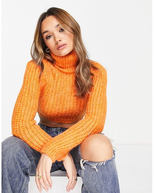 Mango roll neck cropped sweater in