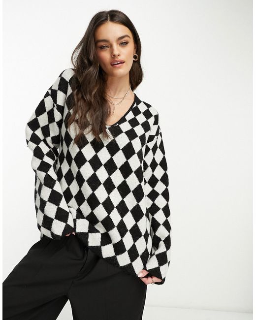 Na-Kd x Annijor oversized sweater in and white plaid