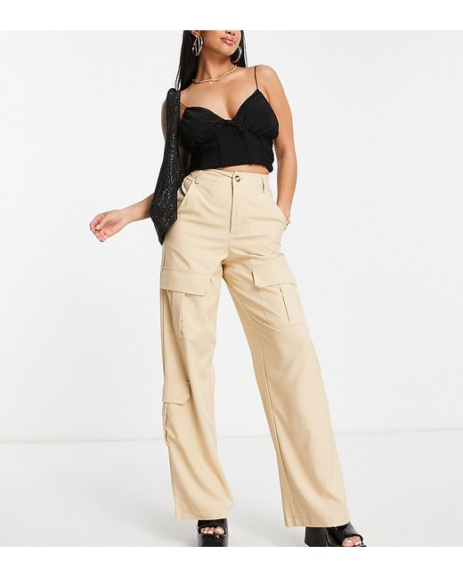 I Saw It First Petite utility cargo pants in stone-
