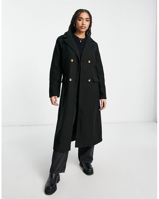 QED London double breasted longline coat in