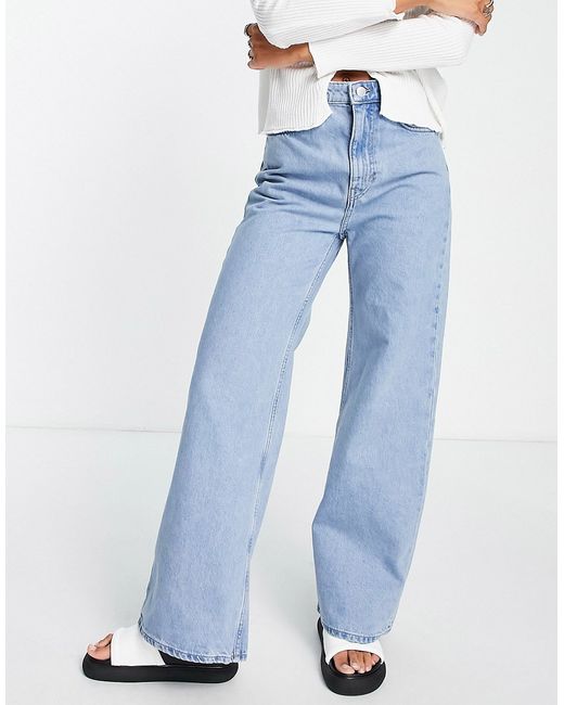Weekday Ace high waist wide leg jeans in pool MBLUE