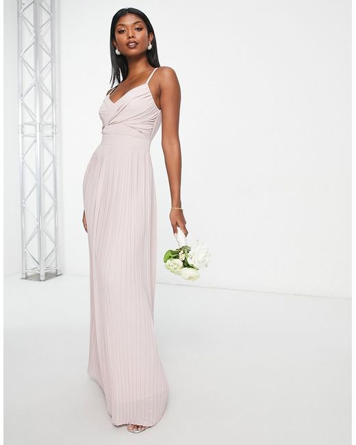 Tfnc Bridesmaid pleated wrap front maxi dress in