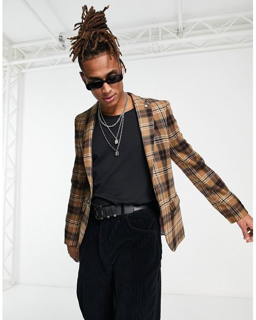 Twisted Tailor Bruin suit jacket in heritage plaid
