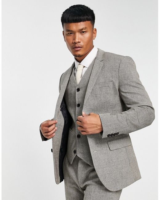 Asos Design super skinny wool mix suit jacket in tweed