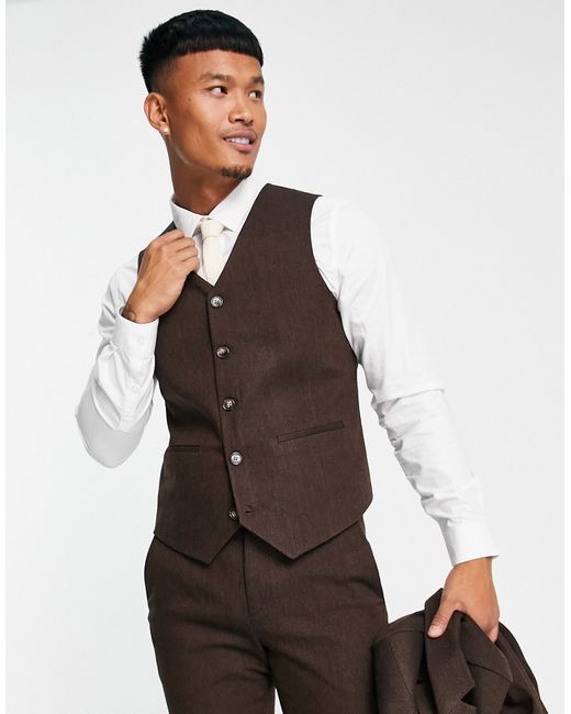 Asos Design super skinny wool mix suit vest in tweed