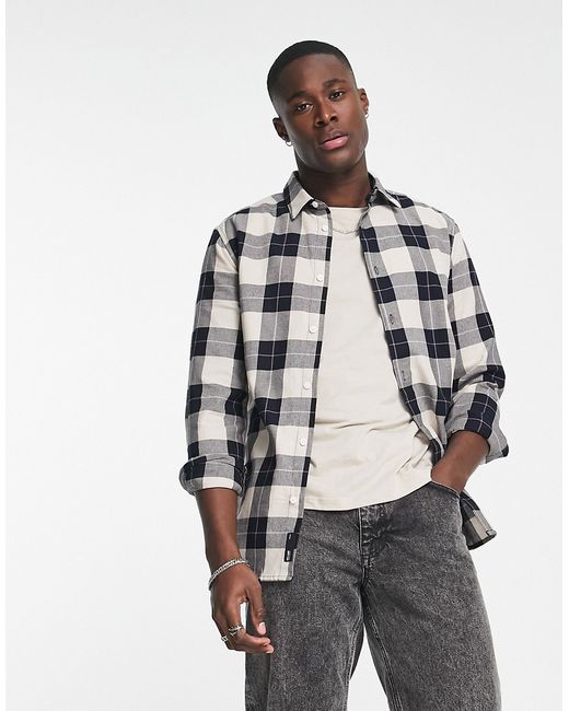 Only & Sons plaid shirt in black and