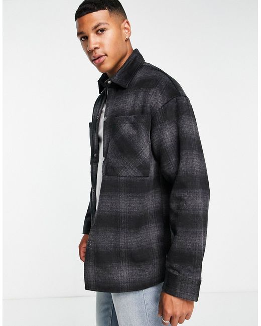 Jack & Jones Originals wool overshirt with pockets in check