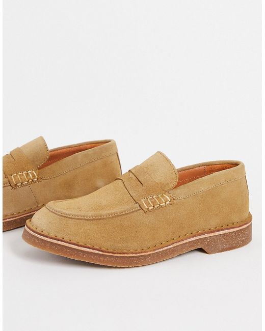 Selected Homme penny loafers in sand suede-