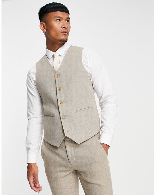 Asos Design super skinny wool mix suit vest in tweed-