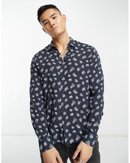 Devils Advocate long sleeve feather print shirt in