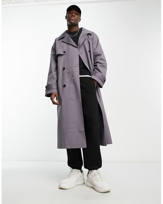 Asos Design oversized trench coat in slate