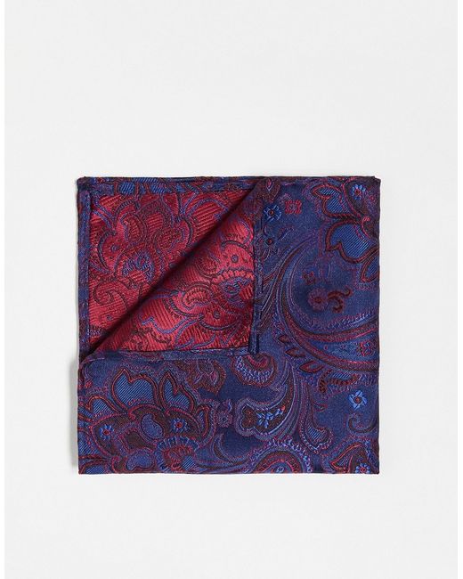 Twisted Tailor hankerchief in navy with red paisley pattern-