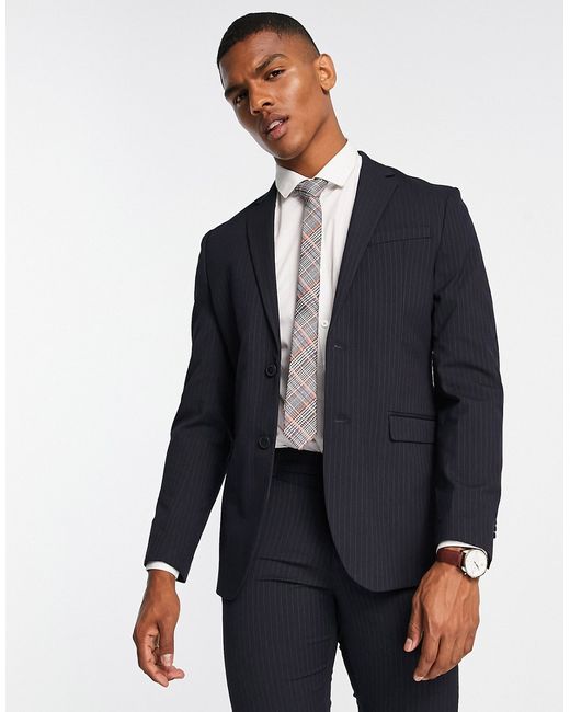 New Look skinny pinstripe suit jacket in