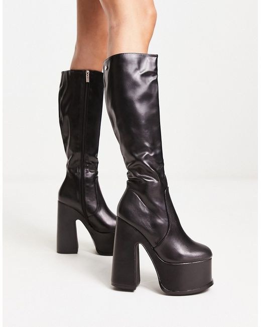 Shellys London Corrs platform knee boots in stretch