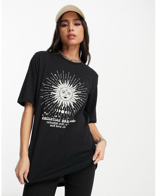 Noisy May longline graphic T-shirt in