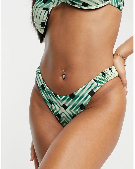 River Island print scrunchie detail bikini bottoms in