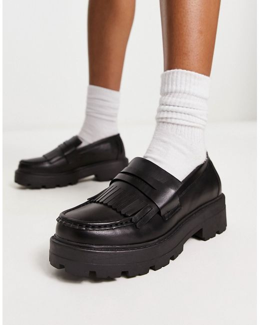 Truffle Collection chunky fringe loafers in