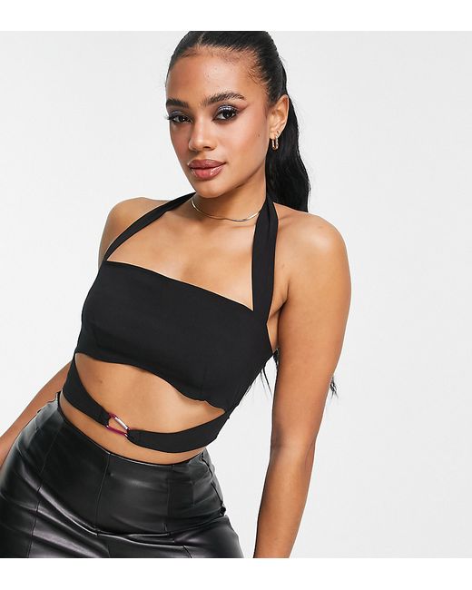 AsYou cut out halter neck crop top co-ord with carabiner trim in