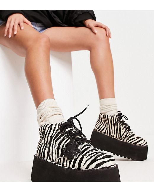 Kickers Kick Hi Platform boots in zebra print-