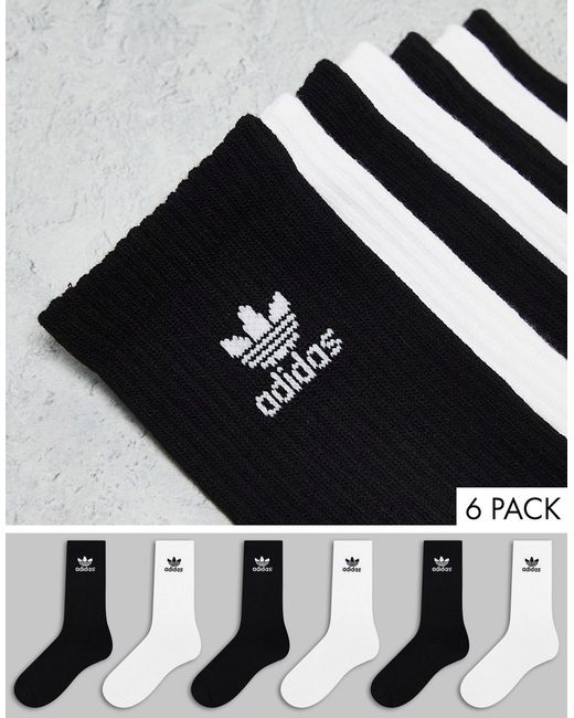 Adidas Originals Trefoil 6 pack socks in and black