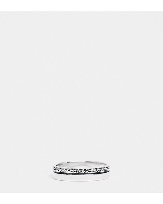 Asos Design sterling band ring with textured design in burnished