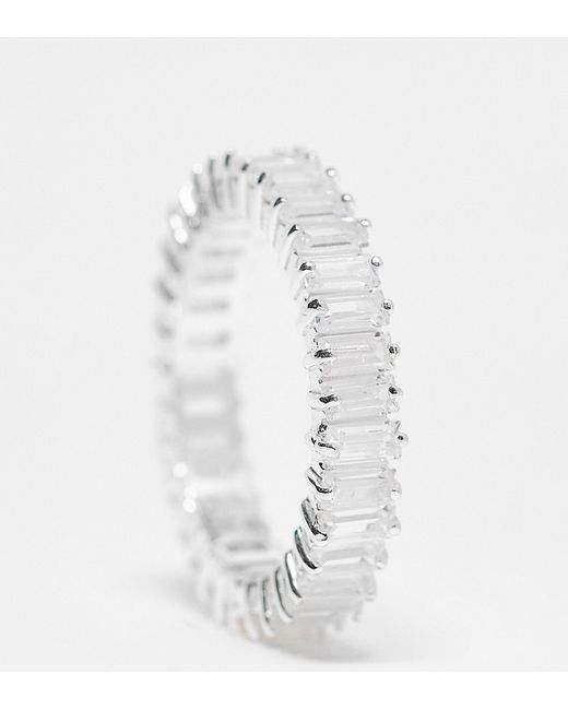 Asos Design sterling party baguette crystal ring in