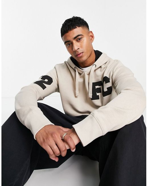 French Connection varsity overhead hoodie in stone-