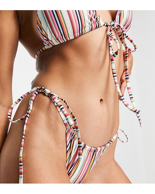 Damson Madder tie side bikini bottom in stripe-