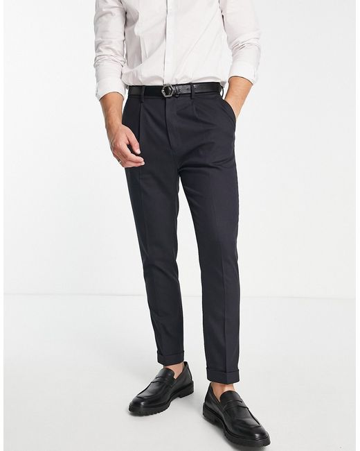Asos Design tapered turnup smart pants in texture